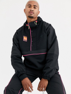 Adidas Originals Adiplore Half Zip Jacket With Hood In Black