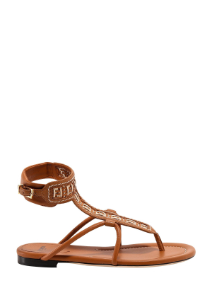 Fendi Ff Woven Thong Sandals