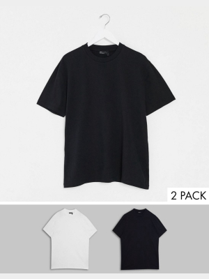 Asos Design 2 Pack Organic Relaxed T-shirt With Crew Neck