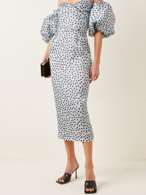 Polka-dot Silk Organza Off-the-shoulder Midi Dress