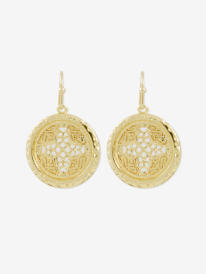 Sanctuary Project Round Rosette Medallion Coin Earrings Gold