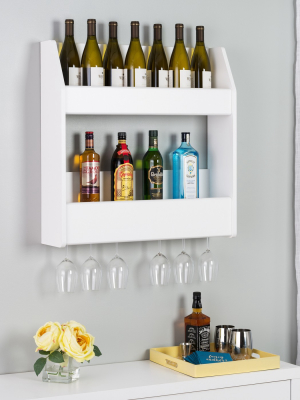 2 Tier Floating Wine And Liquor Rack White - Prepac