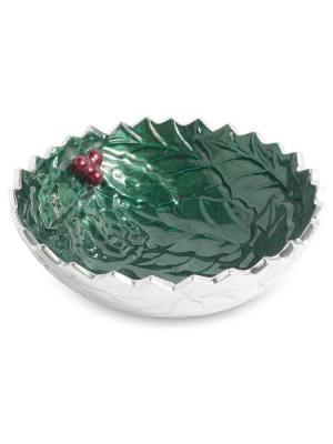 Julia Knight Holly Sprig 5.5" Round Bowl In Emerald