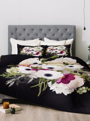 Iveta Abolina Antoinette Floral Comforter Set Black/pink - Deny Designs