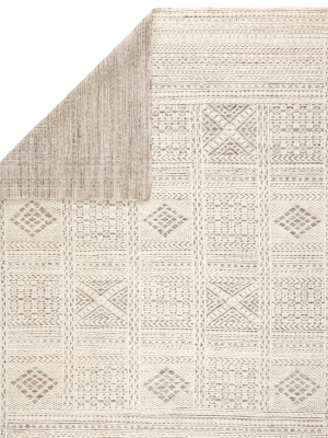 Jadene Hand-knotted Geometric White & Light Gray Area Rug