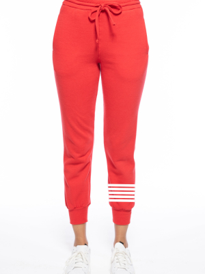 Fitted Stripe Jogger - Cherry
