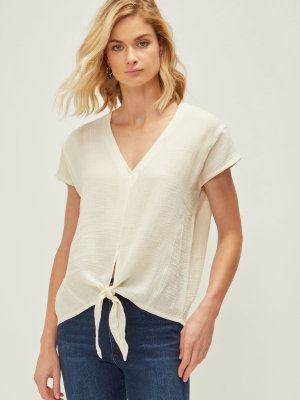 Tie Front Gauze Top