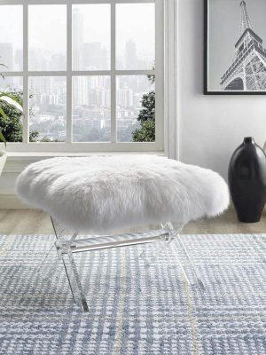 Sloan Sheepskin Bench Clear White