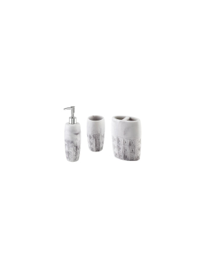 Marble 3 Pc Bath Accessory Set