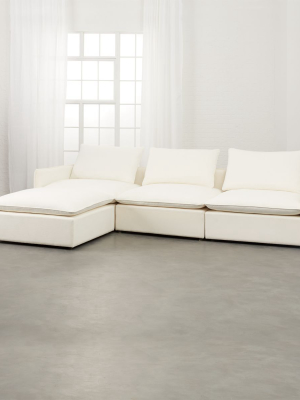 Lumin White Linen 4-piece Sectional Sofa