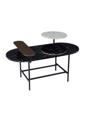 Klindells Faux Marble Cocktail Table Black/gold - Aiden Lane