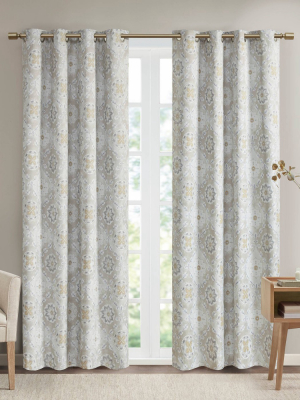 Esme Printed Dobby Textured Blackout Curtain Panel