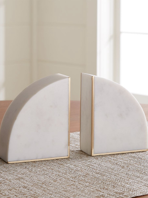 White Marble Bookends, Set Of 2