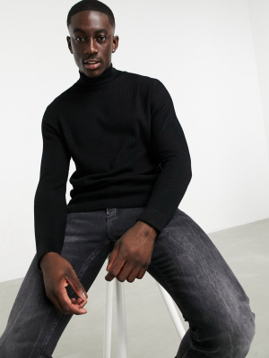 Pull&bear Turtleneck Ribbed Sweater In White