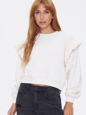 Ruffle-trim Fleece Sweatshirt