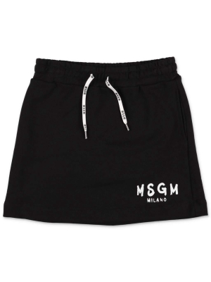 Msgm Kids Logo Print Drawstring Skirt