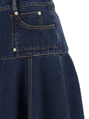 Alexander Mcqueen Denim A-line Midi Skirt