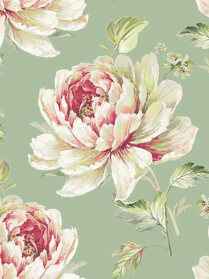 Jarrow Floral Wallpaper In Greens And Reds By Carl Robinson For Seabrook Wallcoverings