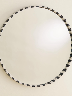 Global Views Marble Mirror Round - Black & White