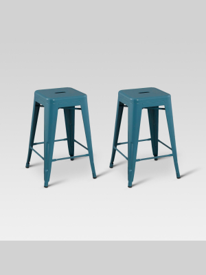 Set Of 2 Carlisle 24" Metal Counter Height Barstool - Teal - Threshold™