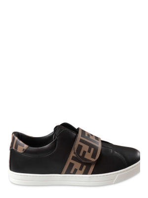 Fendi Kids Monogram Strap Sneakers