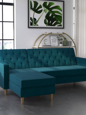 Liberty Sectional/futon With Storage Blue Velvet - Cosmoliving By Cosmopolitan