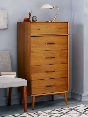 Mid-century 5-drawer Dresser - Narrow