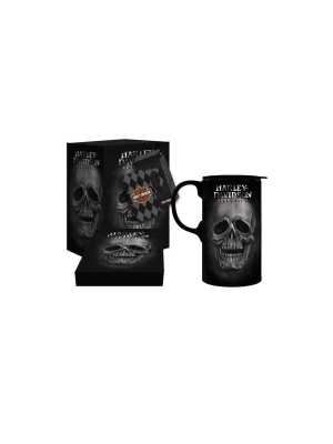 Harley-davidson Tall Boy Travel Latte Mug, H-d Skull, Gift Box Set