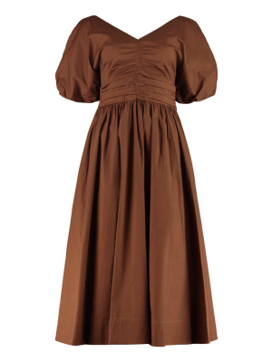 Staud Puff-sleeved Midi Dress