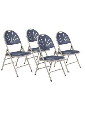 Set Of 4 Deluxe Fan Back With Triple Brace Folding Chairs - Hampton Collection