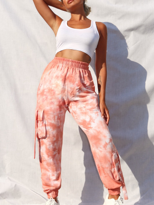 Petite Orange Cargo Tie Dye Jogger