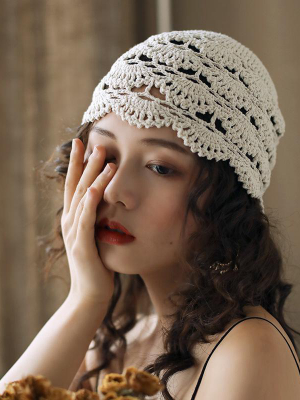 Handmade Cotton Crochet Beanie For Women