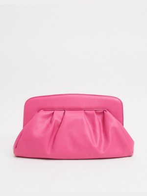 Asos Design Padded Frame Clutch Bag In Hot Pink