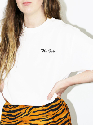 The Boss Tee – Black On White Embroidery