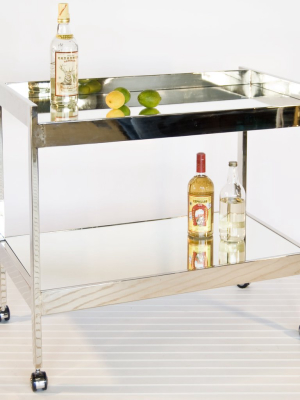 Worlds Away Roland Bar Cart In Nickel