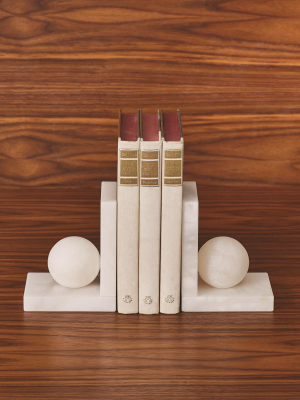 Alabaster Ball Bookends Set