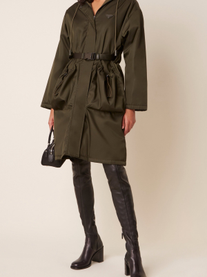 Oversized Belted Tech-nylon Coat