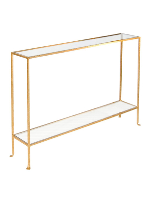 Worlds Away Woodard Console - Gold Leaf