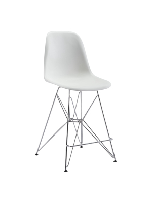 24" Mid-century Modern Counter Height Barstool White - Zm Home