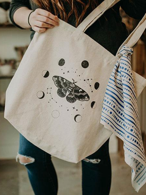 Moth And Moons Tote Bag