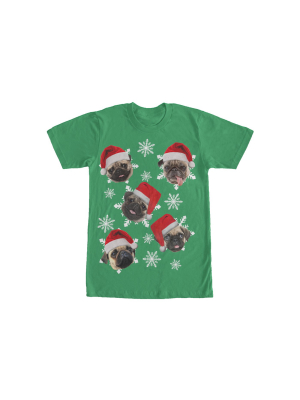 Men's Lost Gods Ugly Christmas Pug Snowflakes T-shirt