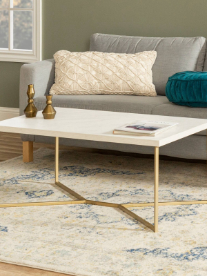 Glam Mid Century Modern Y Leg Rectangle Coffee Table - Saracina Home