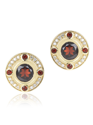 Red Garnet &amp; Diamond Earrings