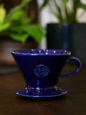 Kelly Pottery, Glazed Blue Ceramic Drip Coffee Filter