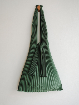 Large Pleated Pleco Tote Bag - Dark Green