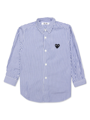 Comme Des Garcons Play Kid's L/s Striped Shirt - White/blue