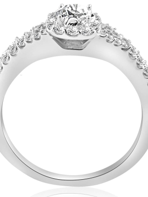 Pompeii3 1.00 Ct Round Cut Cushion Halo Diamond Engagement Ring