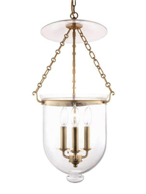 Hampton 3 Light Pendant Aged Brass