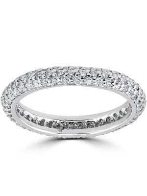 Pompeii3 1 1/10ct Pave Diamond Eternity Ring 14k White Gold