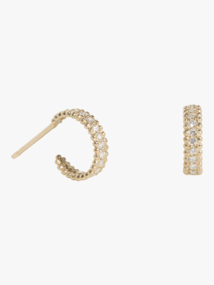 Small Embedded Diamond Hoop Earrings